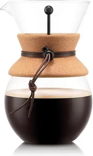 Bodum 11571 109 pour Over Caffettiera con Filtro Permanente 1 L, mehrla Gig, Trasparente, 14 x 16,3 x 20,2 cm