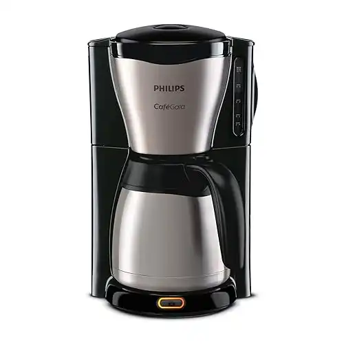 PHILIPS Macchina da Caff&egrave; Americano - Caraffa Termica da 1.2 L, 15 Tazze, in Acciaio Inox, Argento/Nero (HD7546/20)