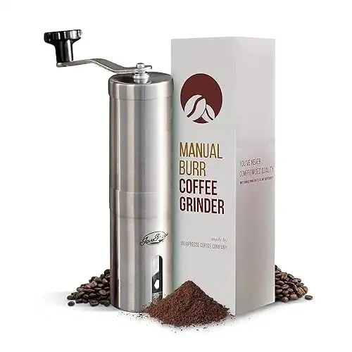 JavaPresse Coffee Company - Macinacaff&egrave; manuale conico, in acciaio inox spazzolato