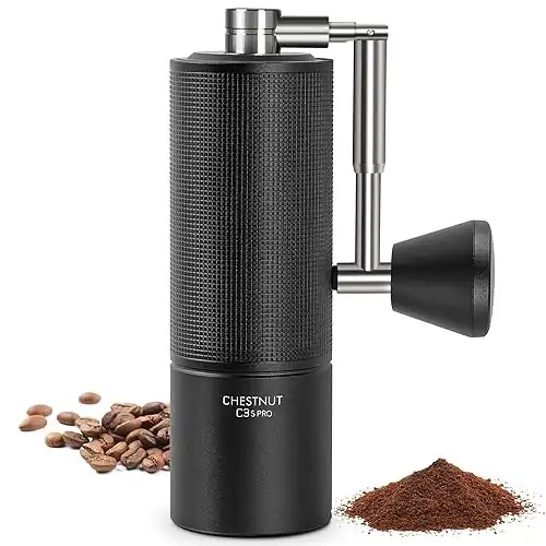 TIMEMORE Chestnut C3s PRO, macinacaff&egrave; manuale, aggiornamento del corpo interamente in metallo integrato, macinacaff&egrave; manuale con impugnatura pieghevole, per espresso e stampa francese, nero