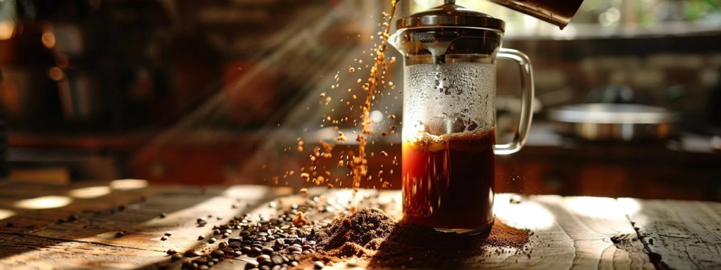 una caffettiera prench press ripiena di caffè