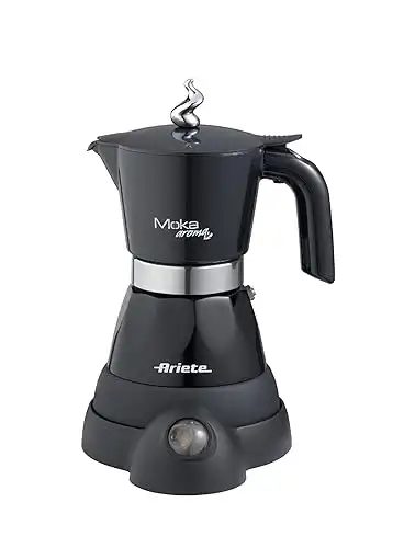 Ariete 1358 Moka Aroma - Moka elettrica 2/4 tazze - Autospegnimento - Mantenimento temperatura per 30' - 400 Watt - Nero